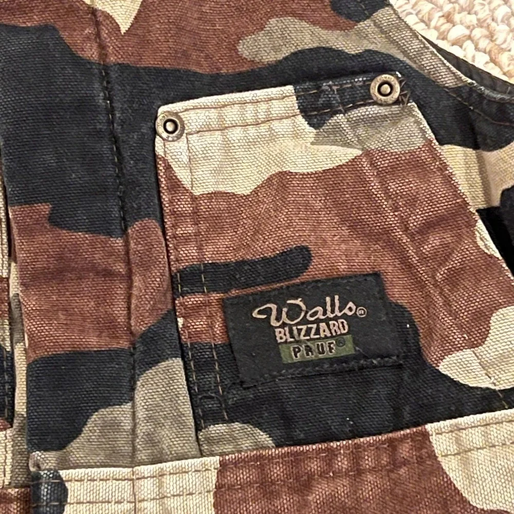 Walls Blizzard Pruf Ski Pants Kids 12/14 Brown Camo Bib Insulated Snow Winter